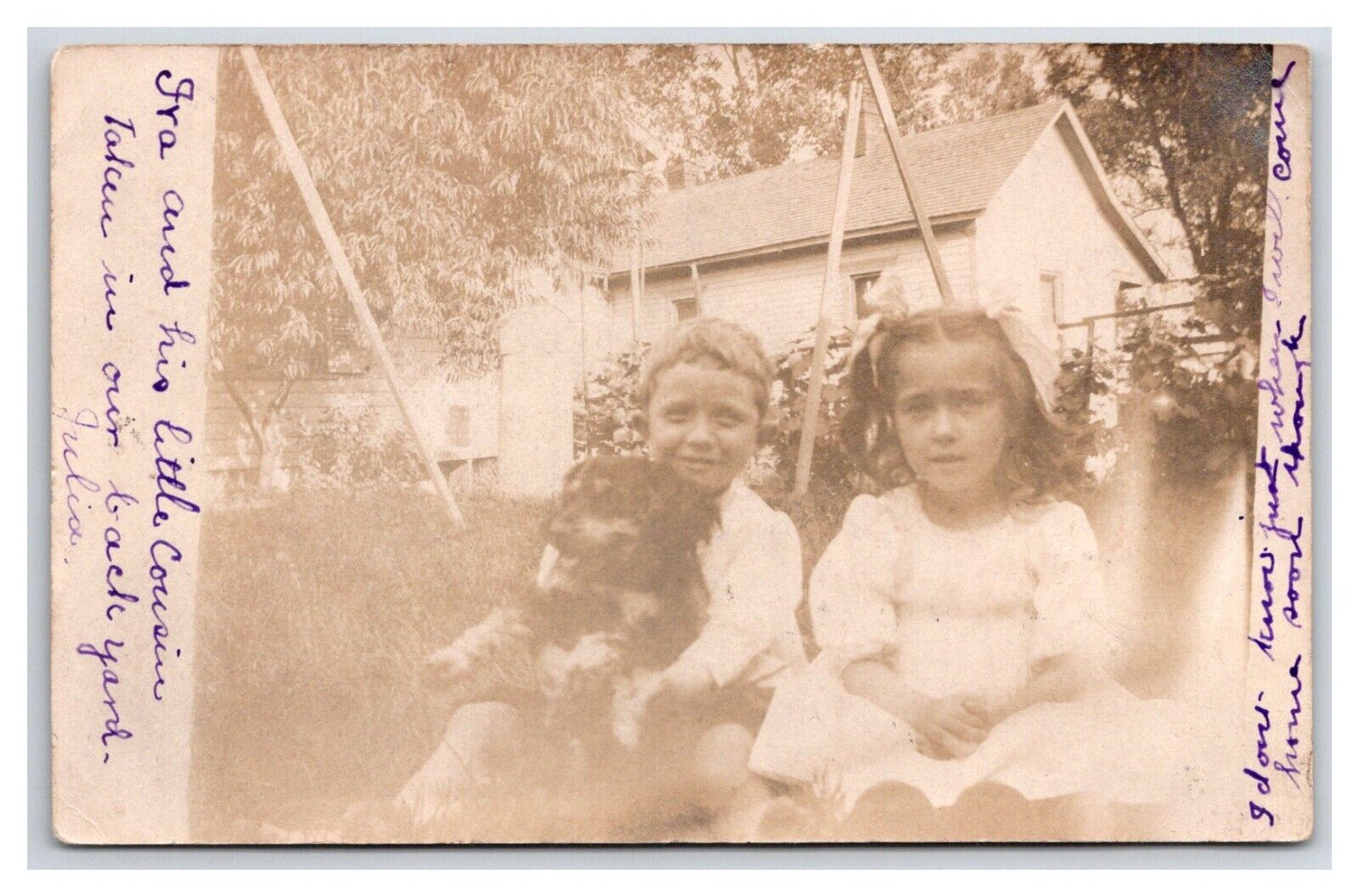 RPPC Chillicothe Ohio ~ Children photo w/ DOG ~ NAMES ~ Ancestry Ross County