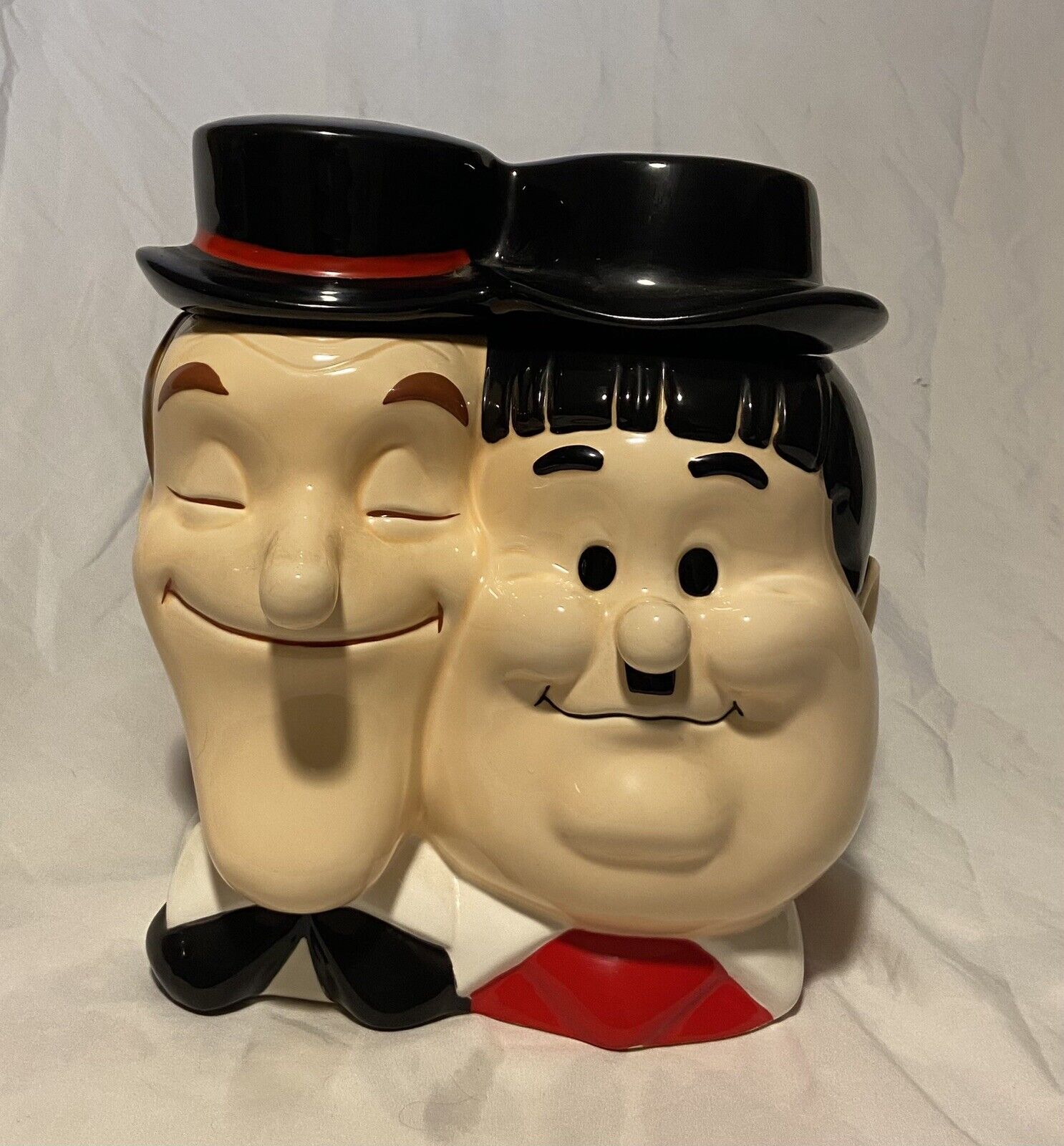Vintage RARE 1999 Laurel And Hardy Ceramic Cookie Jar By Larry Harmon 