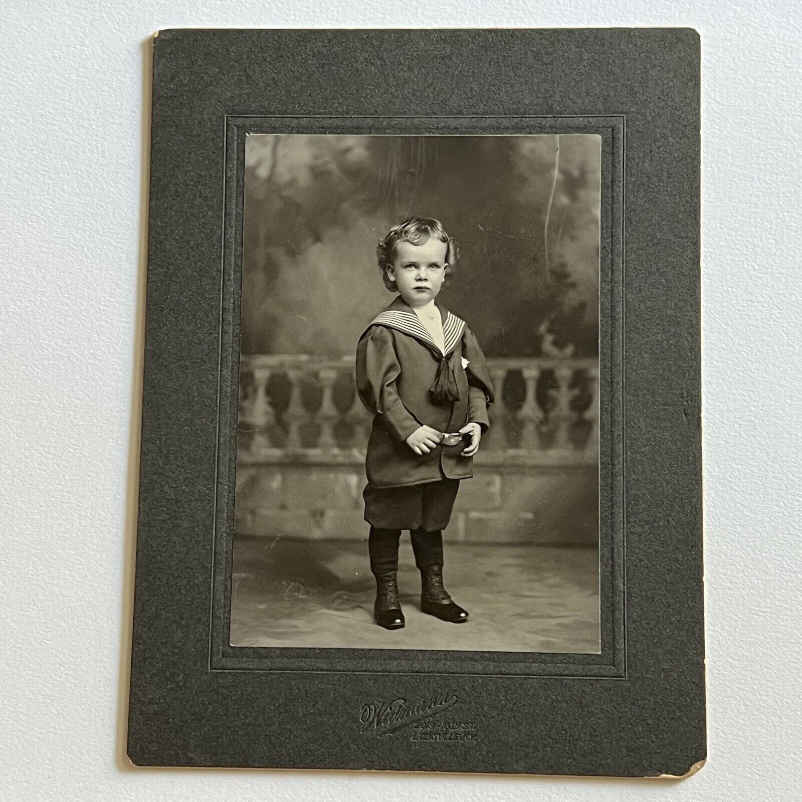 Antique Cabinet Card Photograph Very Dapper Charming Little Boy Louisville KY