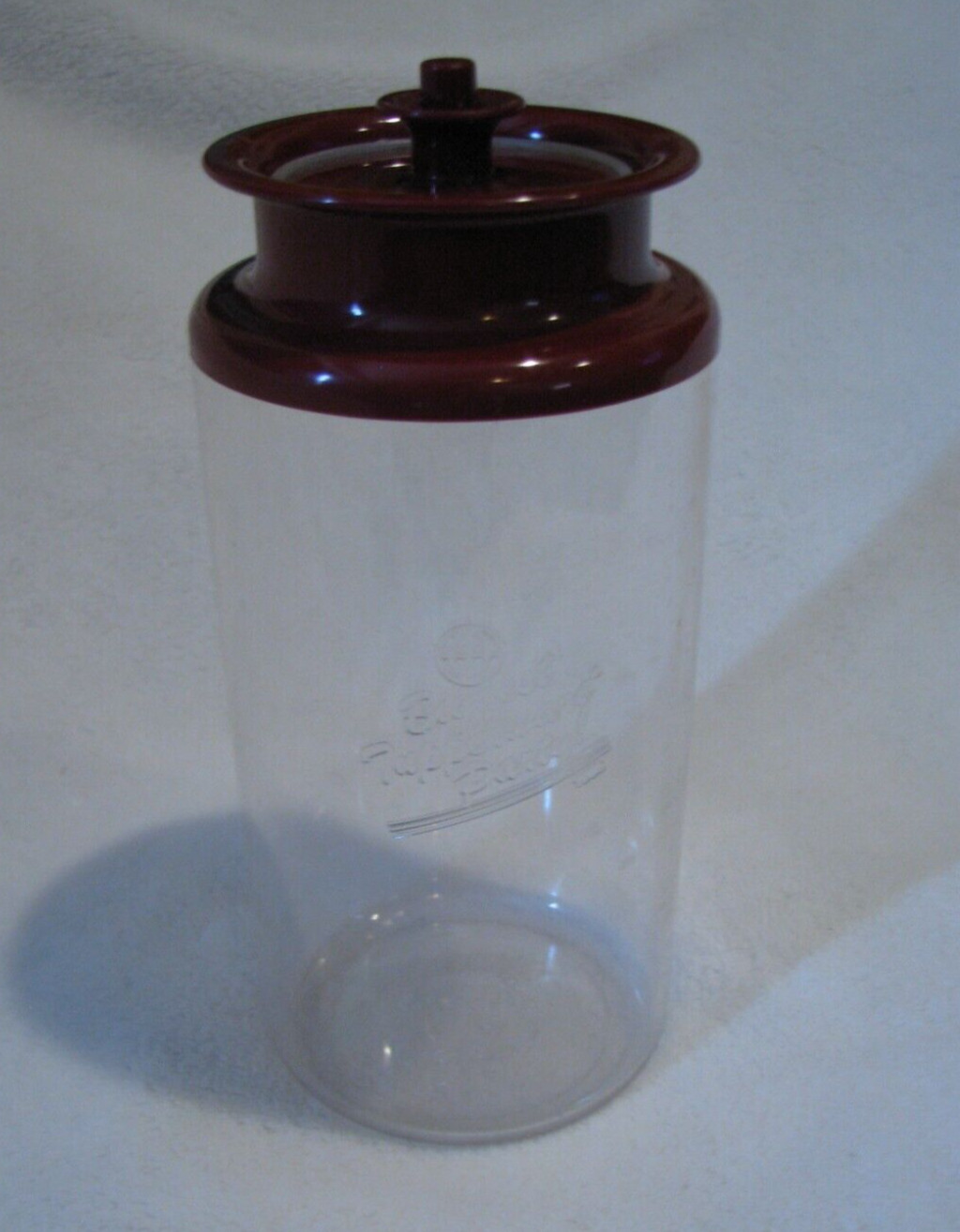 Vintage Tupperware Push & Seal Canister, Cranberry, Biggest Party 1985, Acrylic