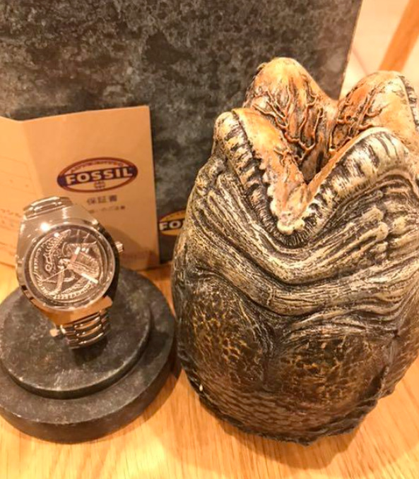 Fossil Alien Men’s Wristwatch & Egg Pottery Watch Case World Limited To 5000
