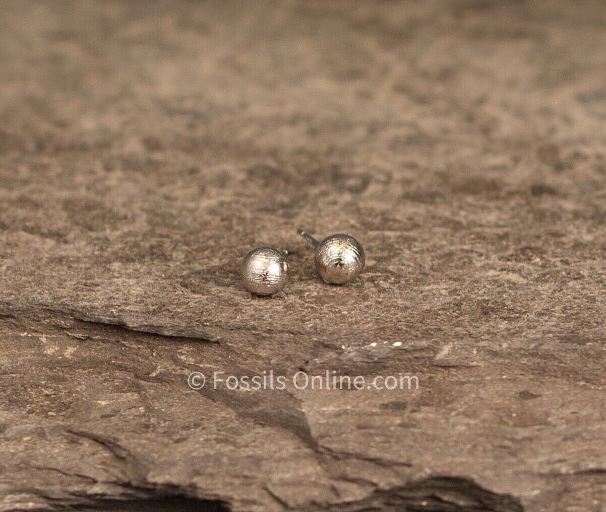 GENUINE Muonionalusta Meteorite Bead Stud Earrings #64