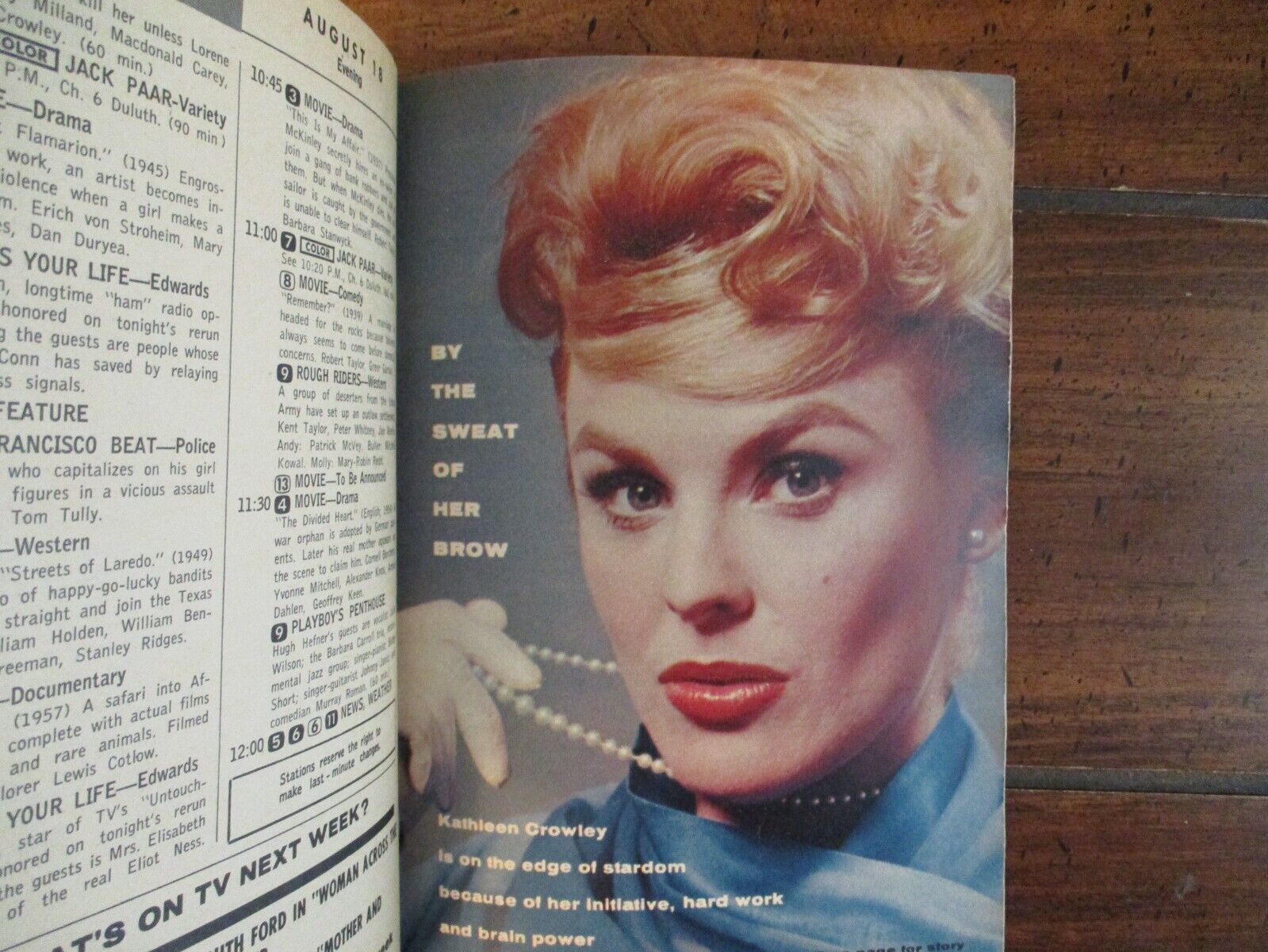 August 12, 1961 TV Guide(KATHLEEN  CROWLEY/PAT CROWLEY/CAROL  BYRON/AMANDA BLAKE