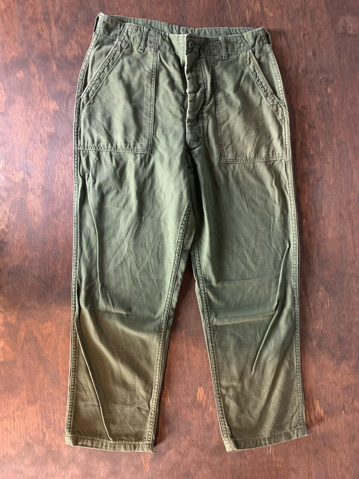 Vintage 1973 Vietnam US Army Cotton Sateen OG-107 Utility Trousers Pants 32x28