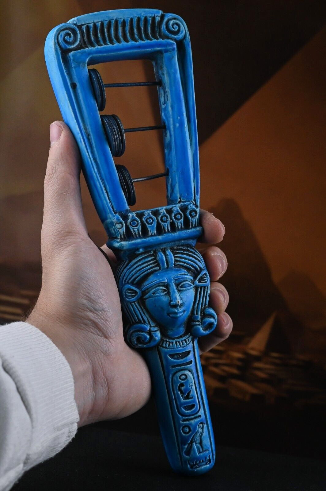 Egyptian art Hathor Sistrum (Musical Instrument) Replica from her collection
