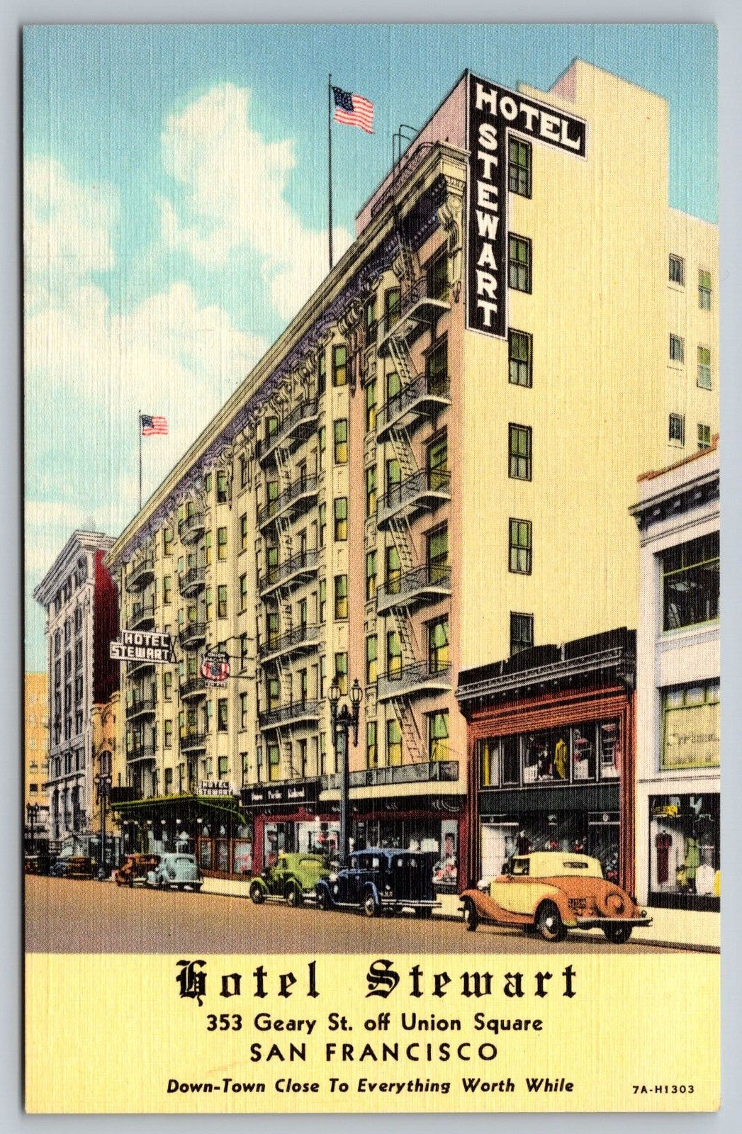 Antique Postcard “Hotel Stewart” San Francisco