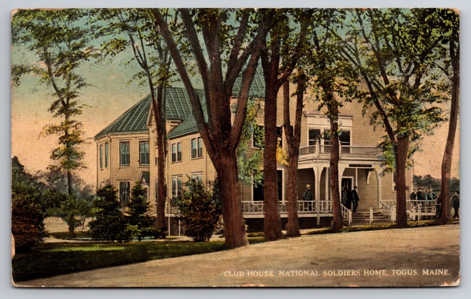 Club House National Soldiers Home Togus Maine ME 1914 Postcard