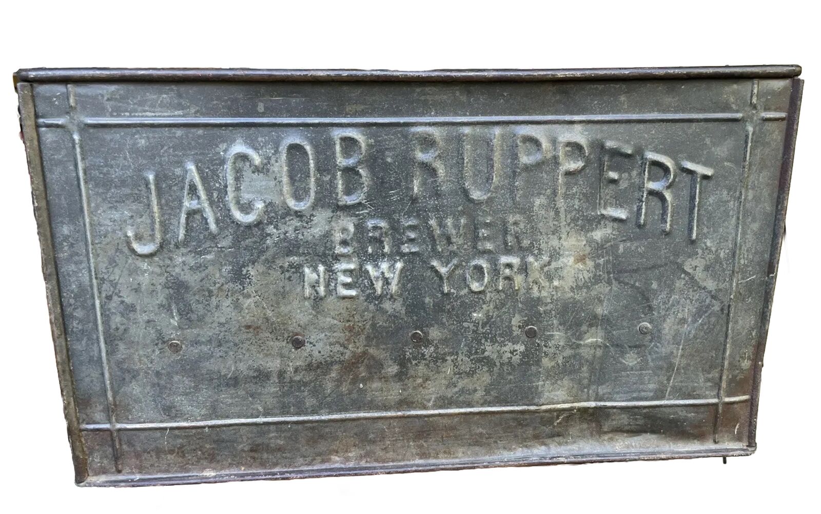 RARE Vintage 1918 Metal Beer Box Crate Jacob ruppert brewing New York Antique