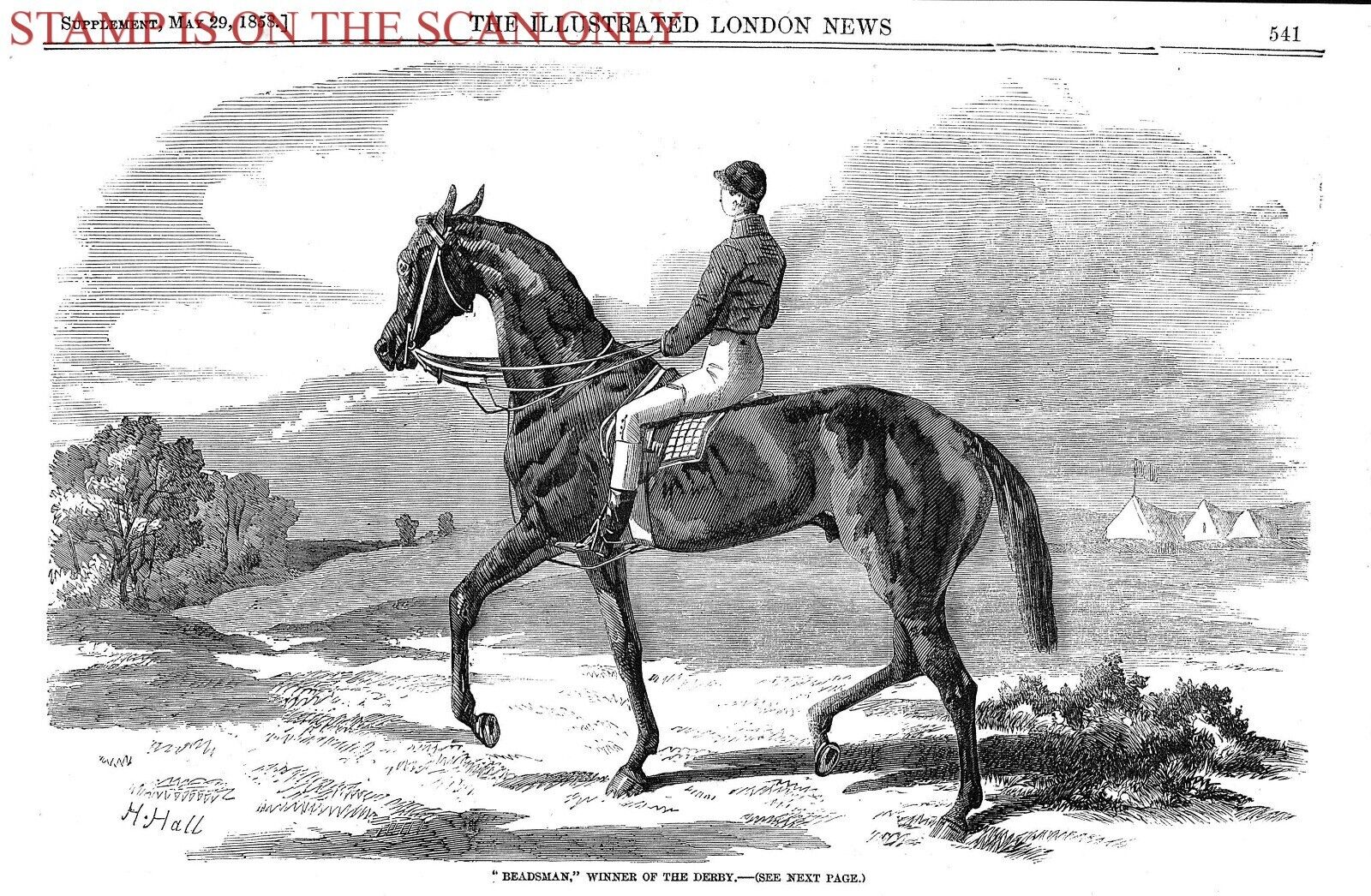 BEADSMAN, Race Horse Winner of The DERBY : Original 1858 Print 701/45