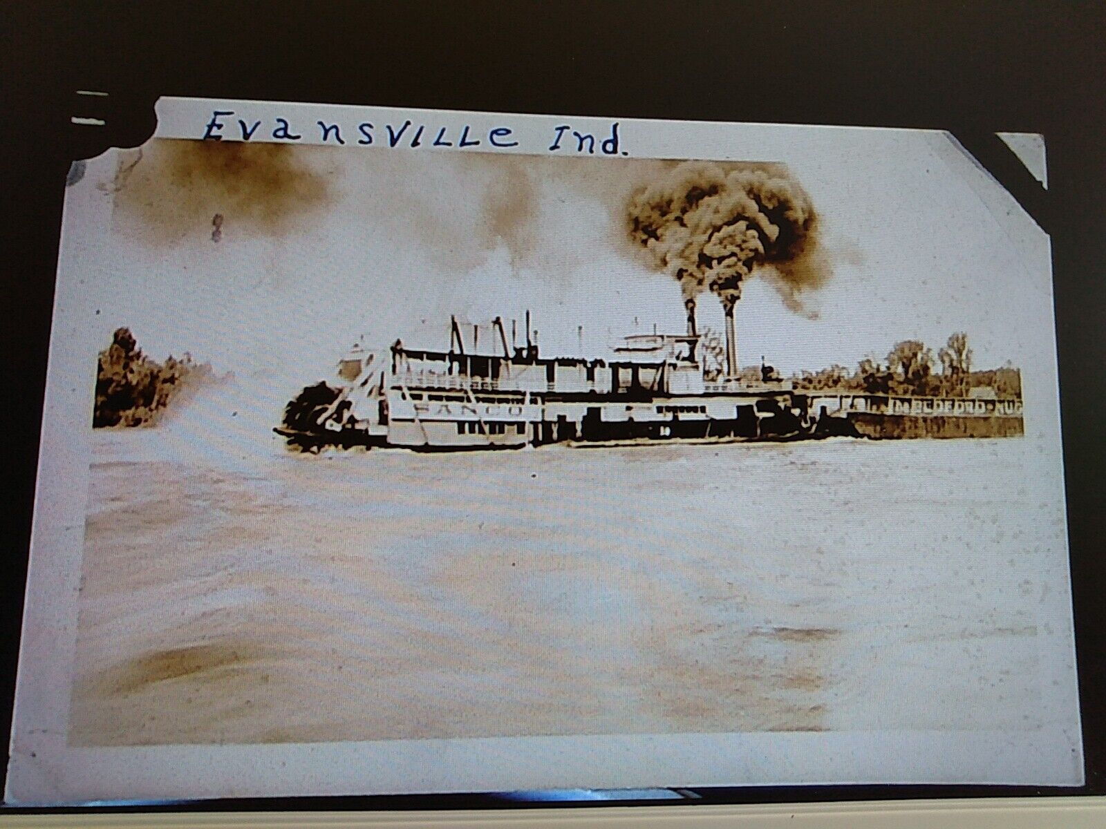1933 Evansville Indiana River Front Paddlewheel Tow Photo