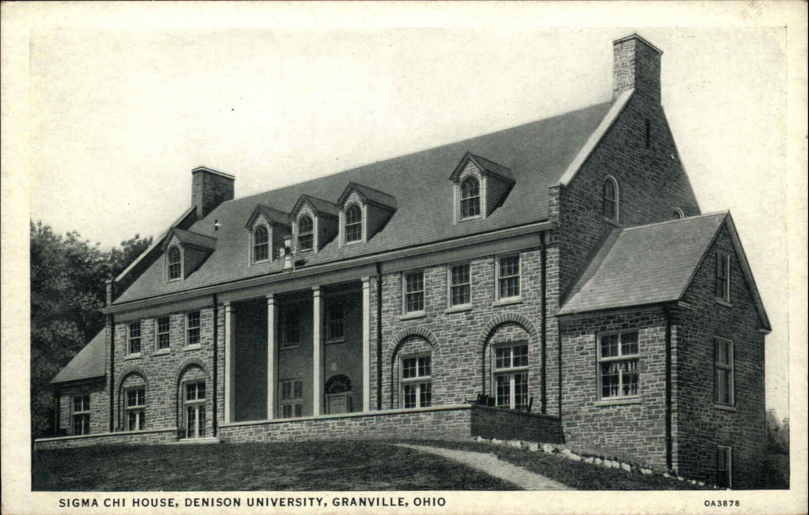 Granville Ohio OH Denison University Sigma Chi Fraternity Vintage Postcard