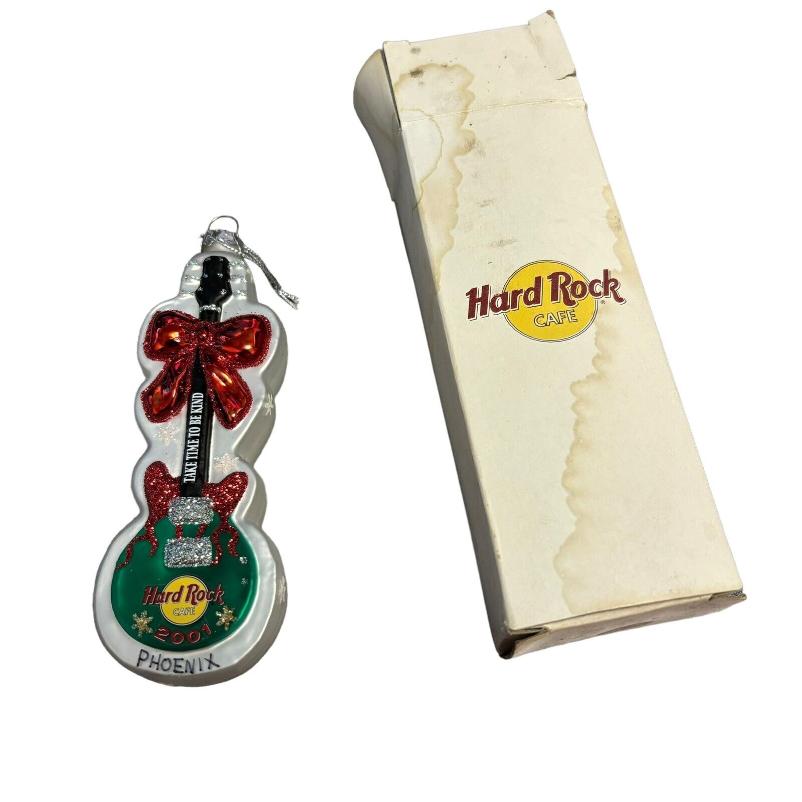 Vin Hard Rock Phoenix Arizona 2001 Ltd Ed Glass Guitar Christmas Ornament