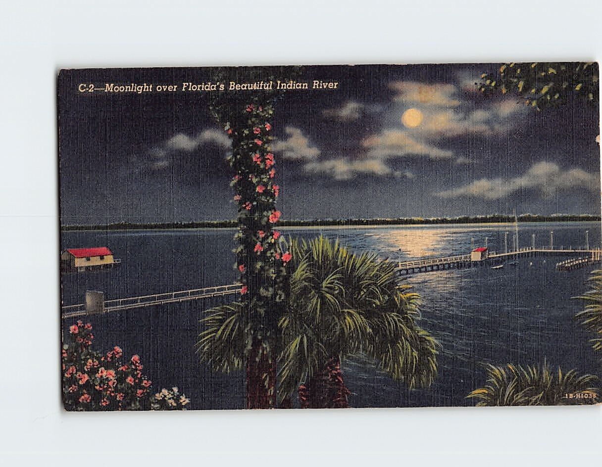 Postcard Moonlight over Florida\'s Beautiful Indian River, Cocoa, Florida