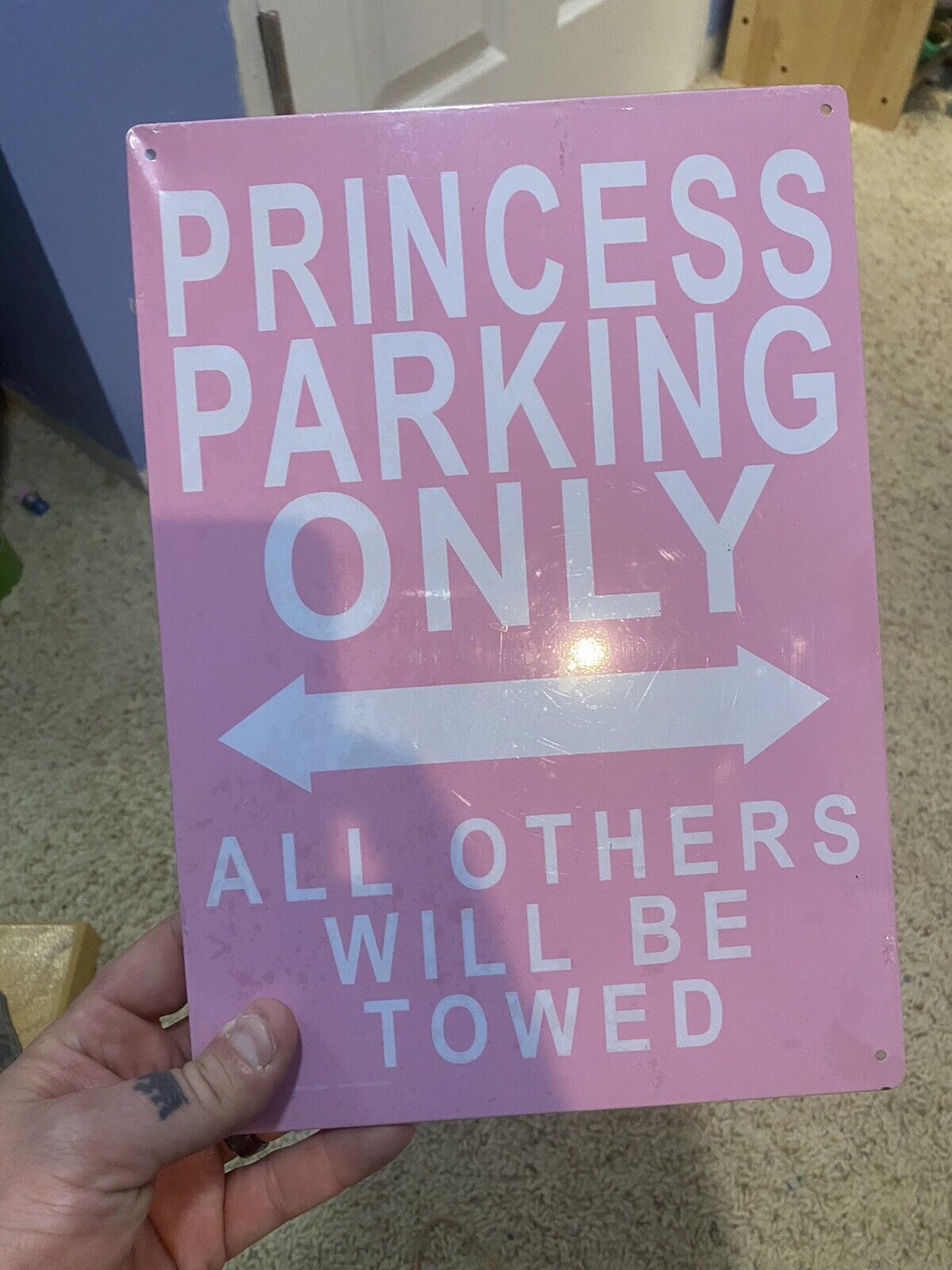 Princess Parking Only All Others Will be Towed Pink Metal Sign -