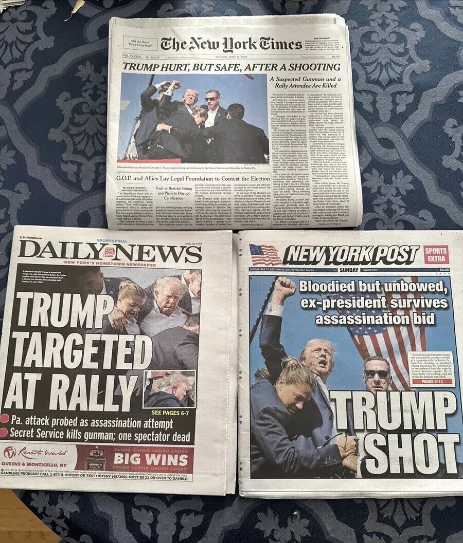 Trump Escapes With His Life / 3 Ny Daily’s / Times / Post / News/ Newstand Mint