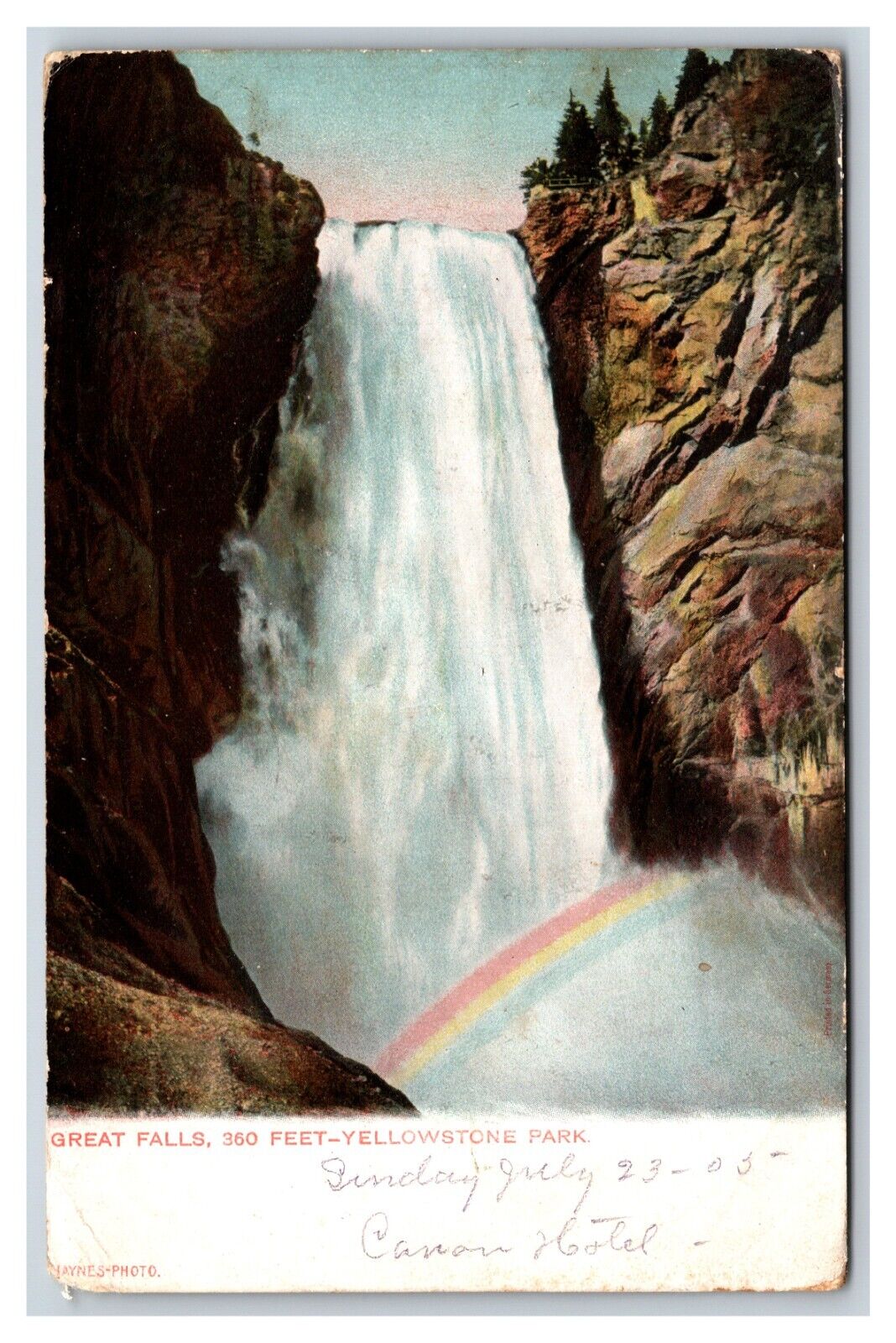 Great Falls Yellowstone Park WY Wyoming UNP Haynes UDB Postcard W18