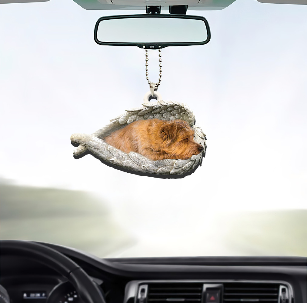 Norfolk Terrier Dog Sleeping Angel Car Ornament, Dog Angel Wings Ornament