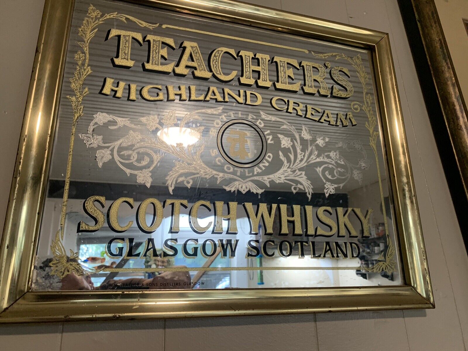 TEACHER’S SCOTCH HIGHLAND CREAM WHISKY MIRROR BAR SIGN 