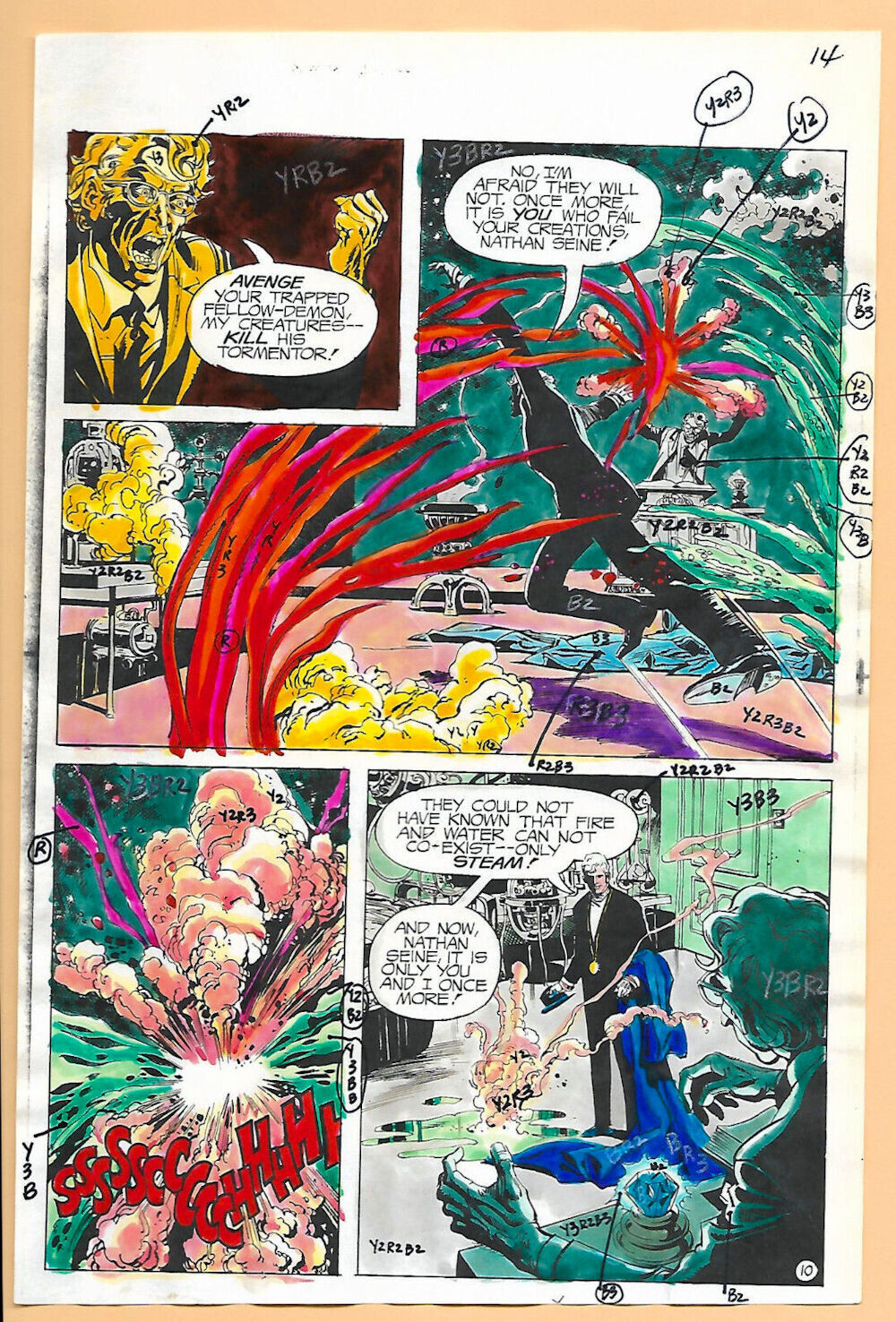 1975 Original Phantom Stranger 38 page 14 DC comic book color guide artwork: JLA