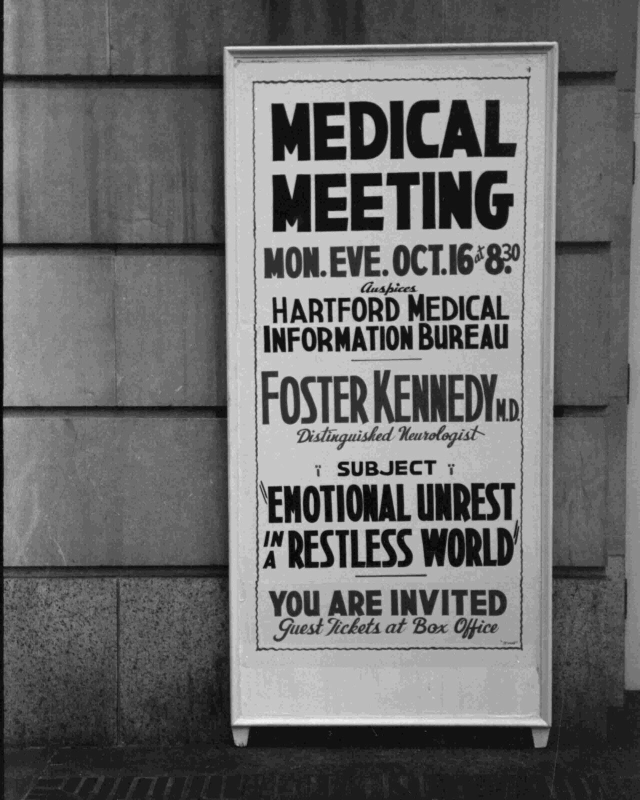 Hartford, Connecticut-medical meeting sign Vintage Old Photo Reprints