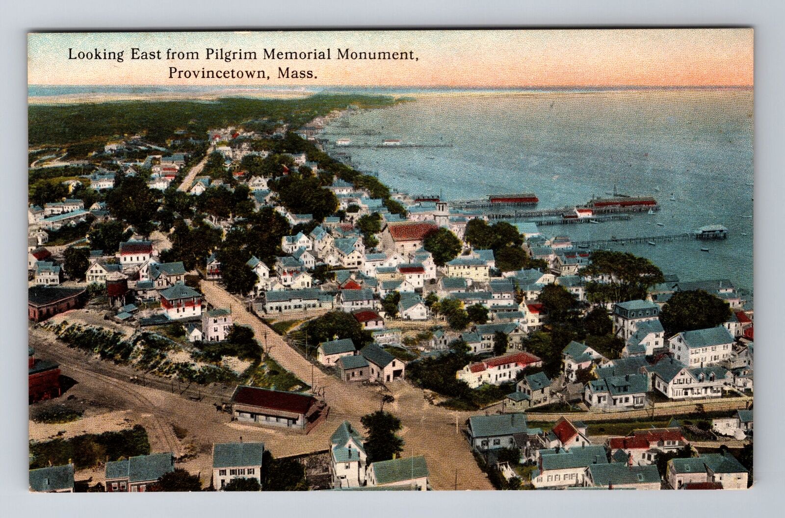 Provincetown MA-Massachusetts, View From Pilgrim Memorial, Vintage Postcard