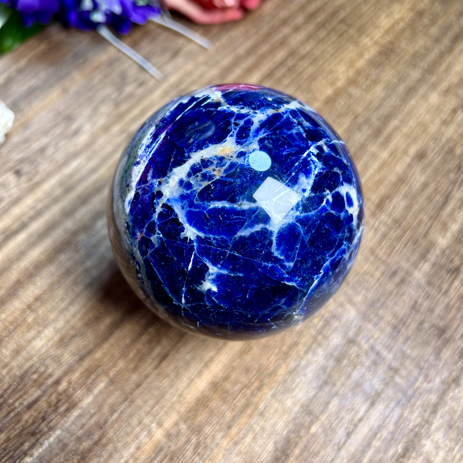 705g Natural Blue Sodalite Sphere Quartz Crystal Ball Healing 81mm 2th