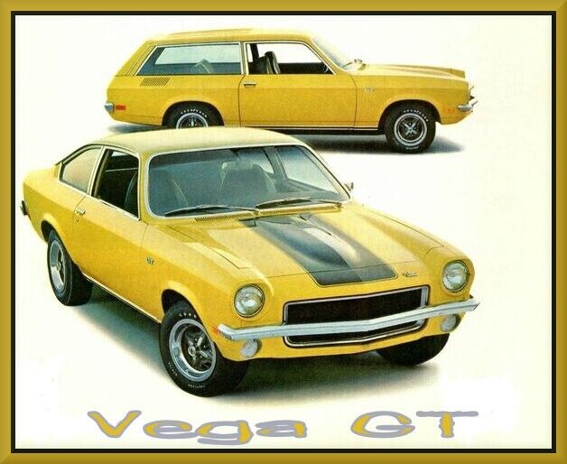 1971 Chevrolet Vega GT, WAGON & COUPE, Yellow, Refrigerator Magnet, 42 MIL Thick