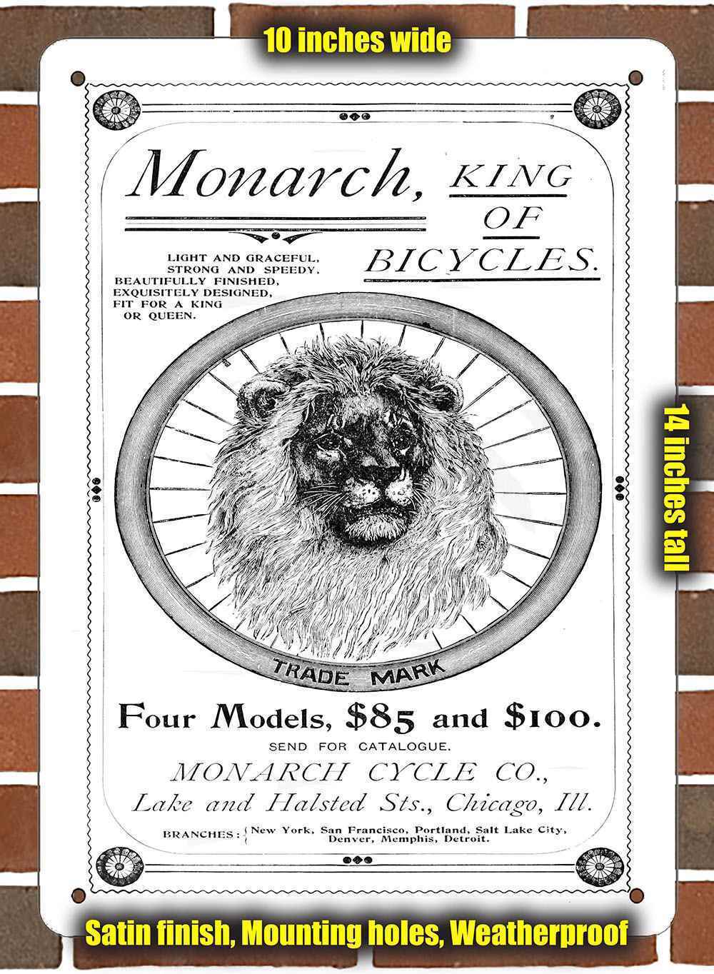 Metal Sign - 1895 Monarch Bicycles- 10x14 inches