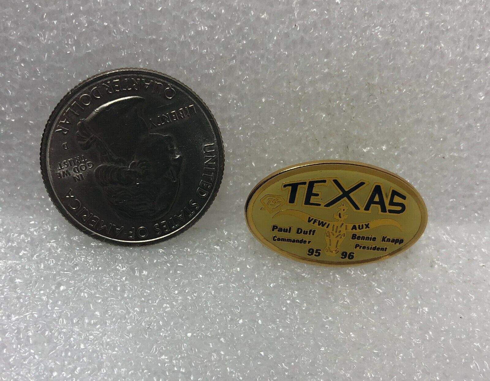 1995-96 VFW Aux Texas Paul Duff Bennie Knapp Pin