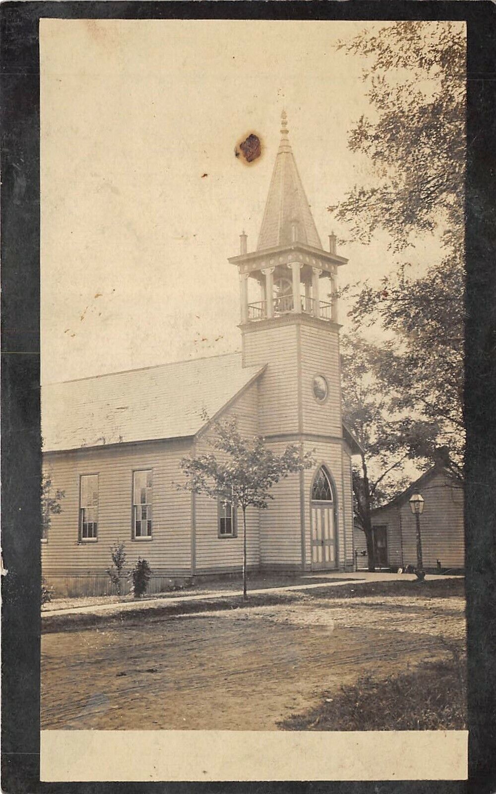 c1910 RPPC Real Photo Postcard Church Building Steeple