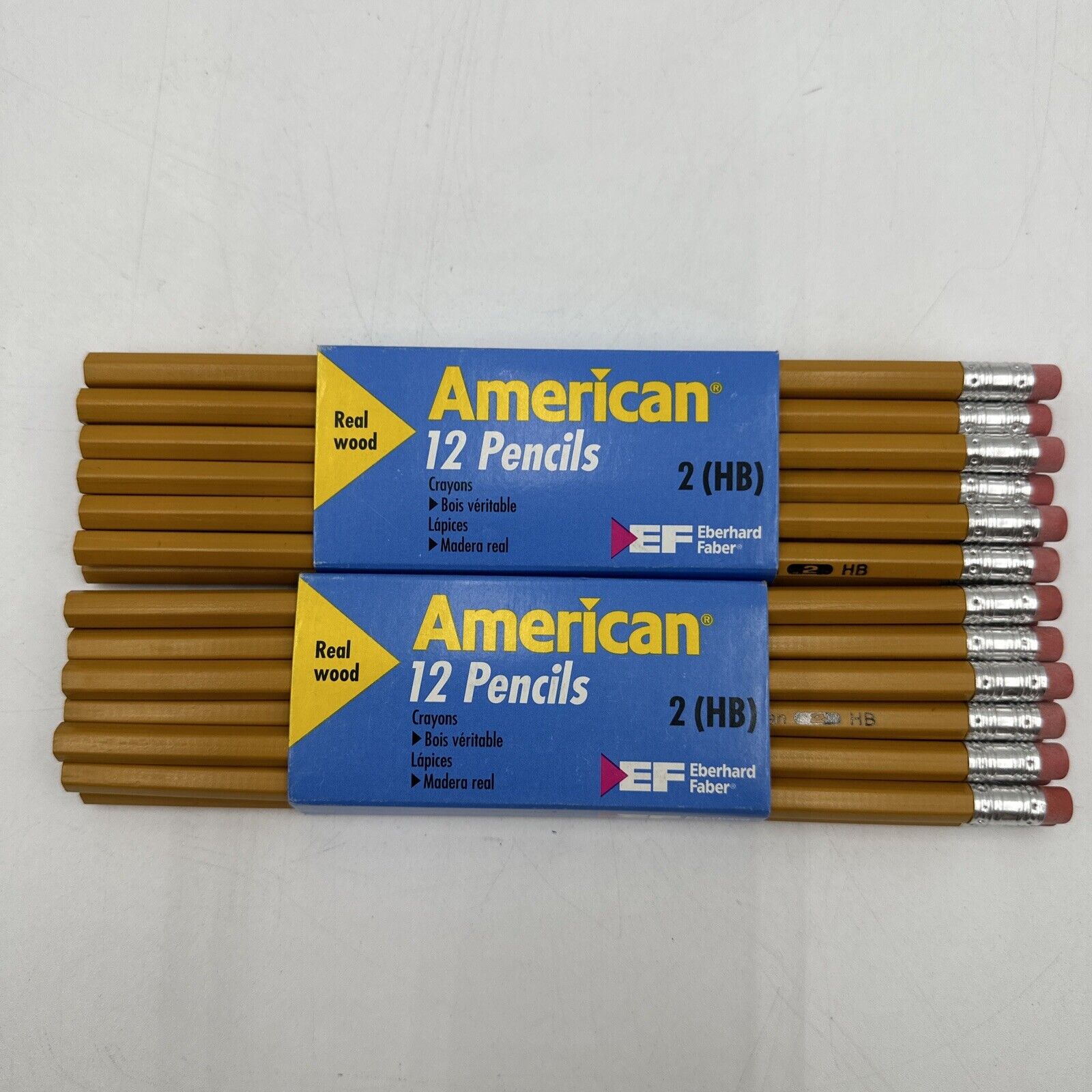 Vintage 1998 Sanford American Pencils 12 Pack No.2 Anti Smudge Eraser Lot of 2