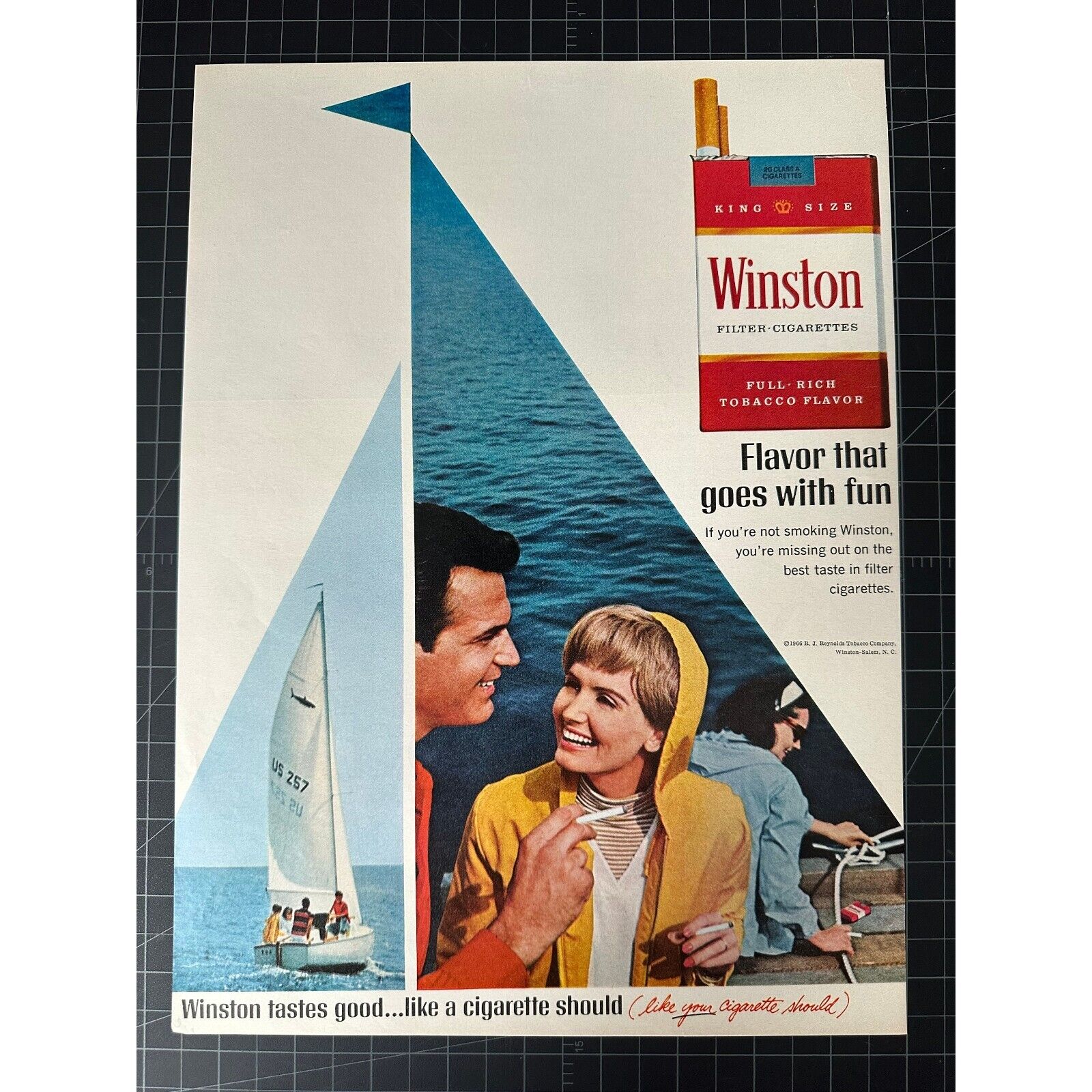 Vintage 1966 Winston Cigarettes Print Ad