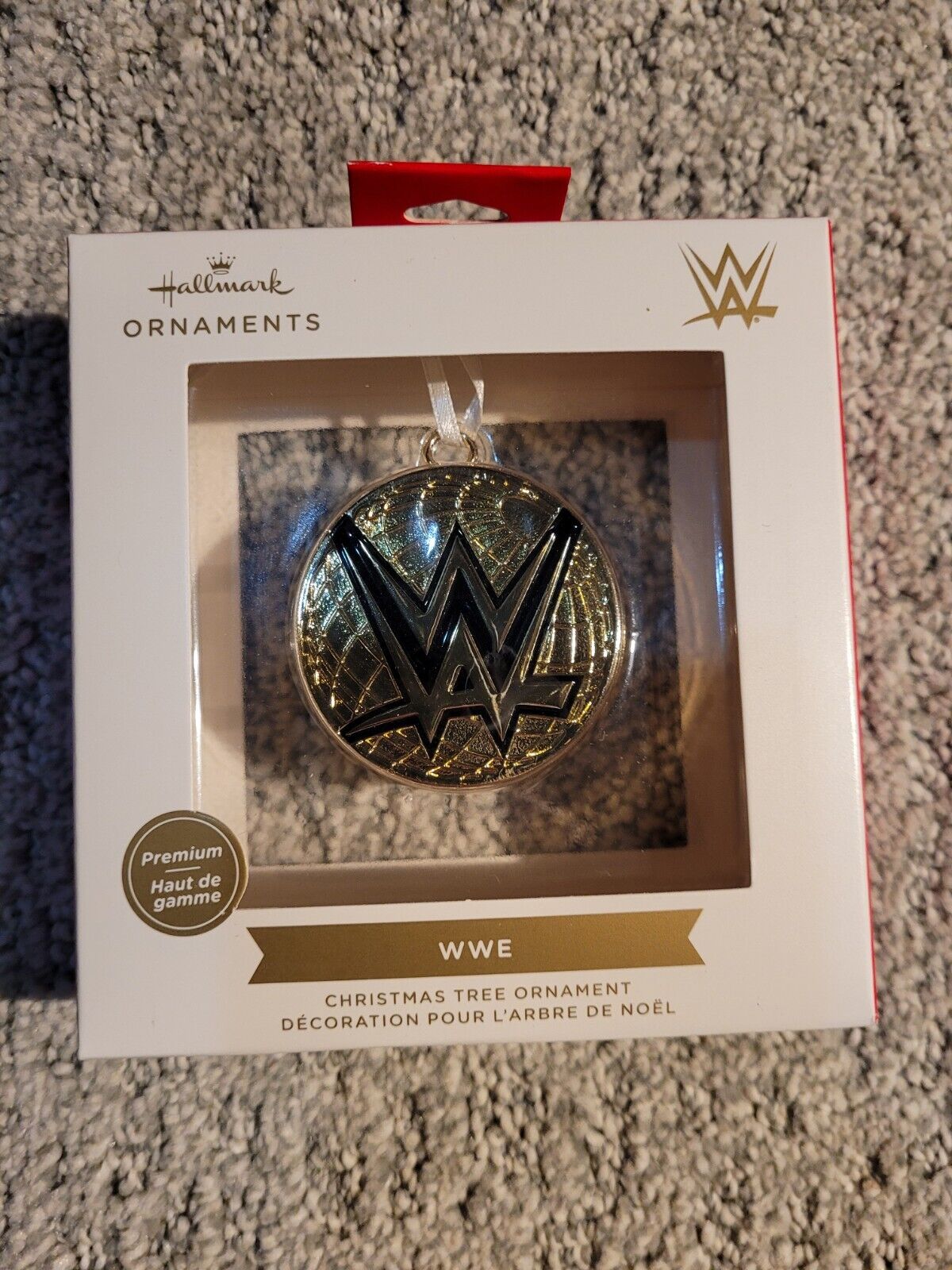 Gold WWE Emblem - Hallmark PREMIUM Metal 2022 Ornament- New - 