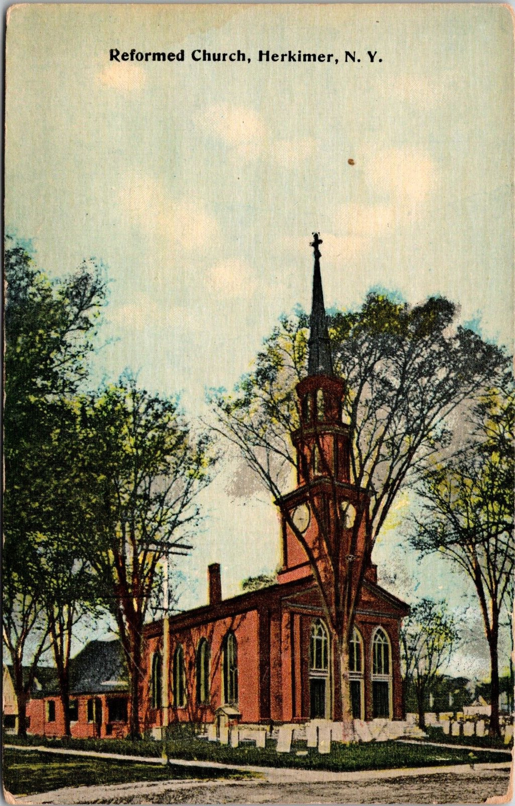 Herkimer NY Reformed Church Water Damage Vintage Postcard New York