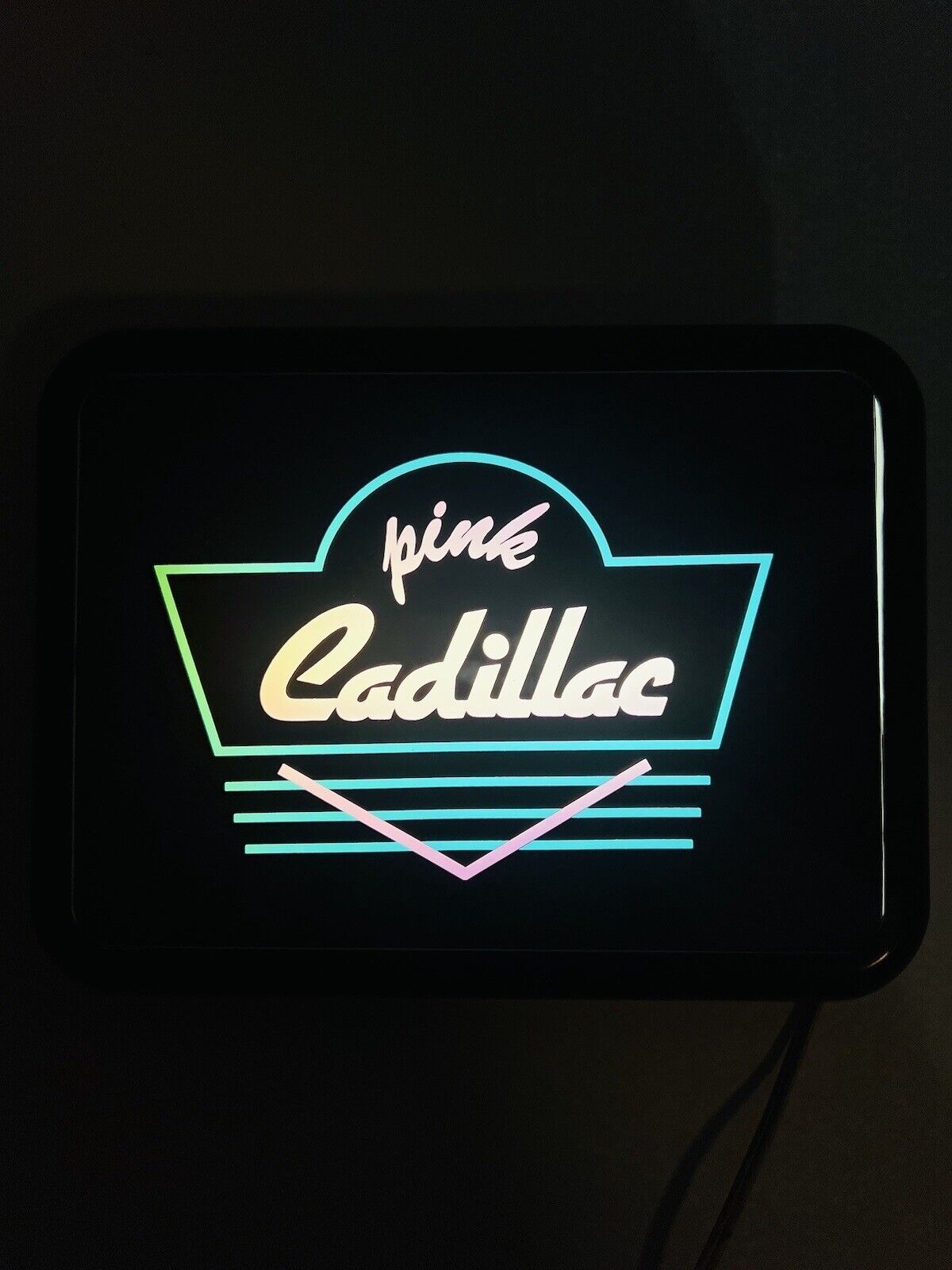 Vintage Neon Sign Style Pink Cadillac Garage Hanging Light