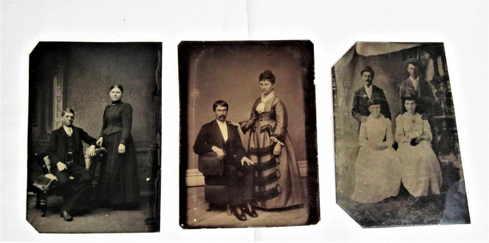 Lot of 3 Antique Tintypes of Couples - 1800's
