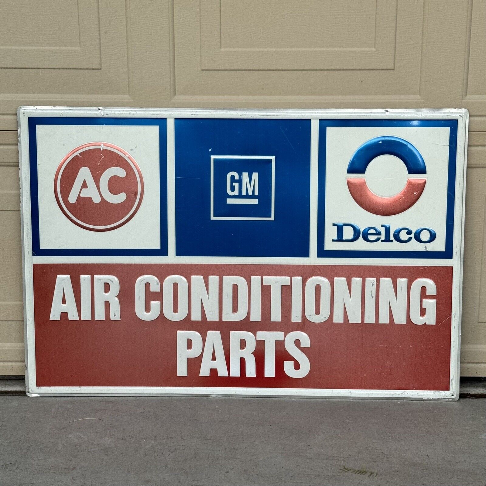 Vtg GM General Motors AC Delco Air Conditioning Parts Metal Tin Sign 36\