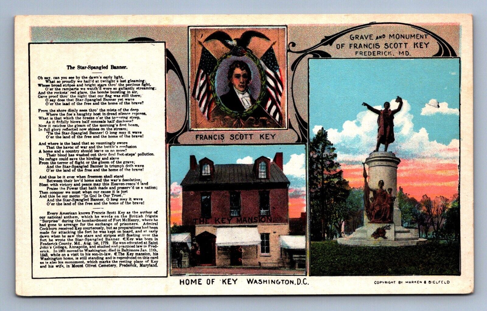Postcard Vtg Washington DC Home And Grave Of Francis Scott Key 