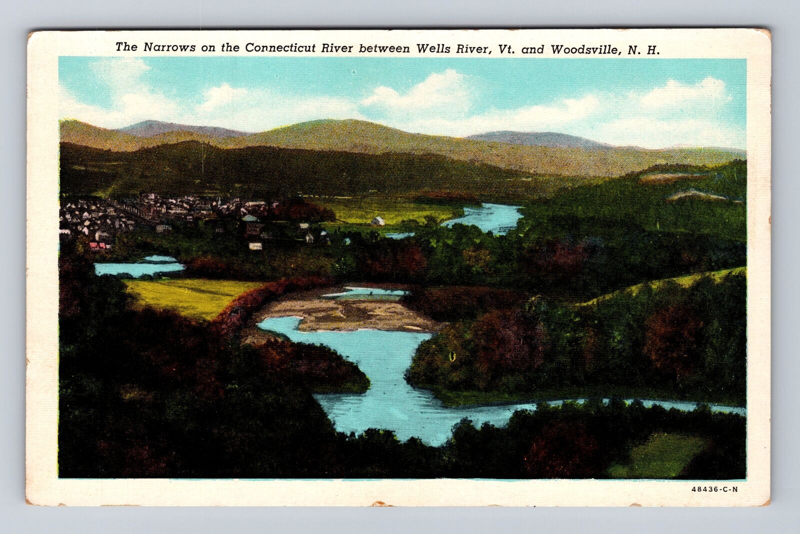 Woodsville NH-New Hampshire, Aerial The Narrows On River, Vintage Postcard