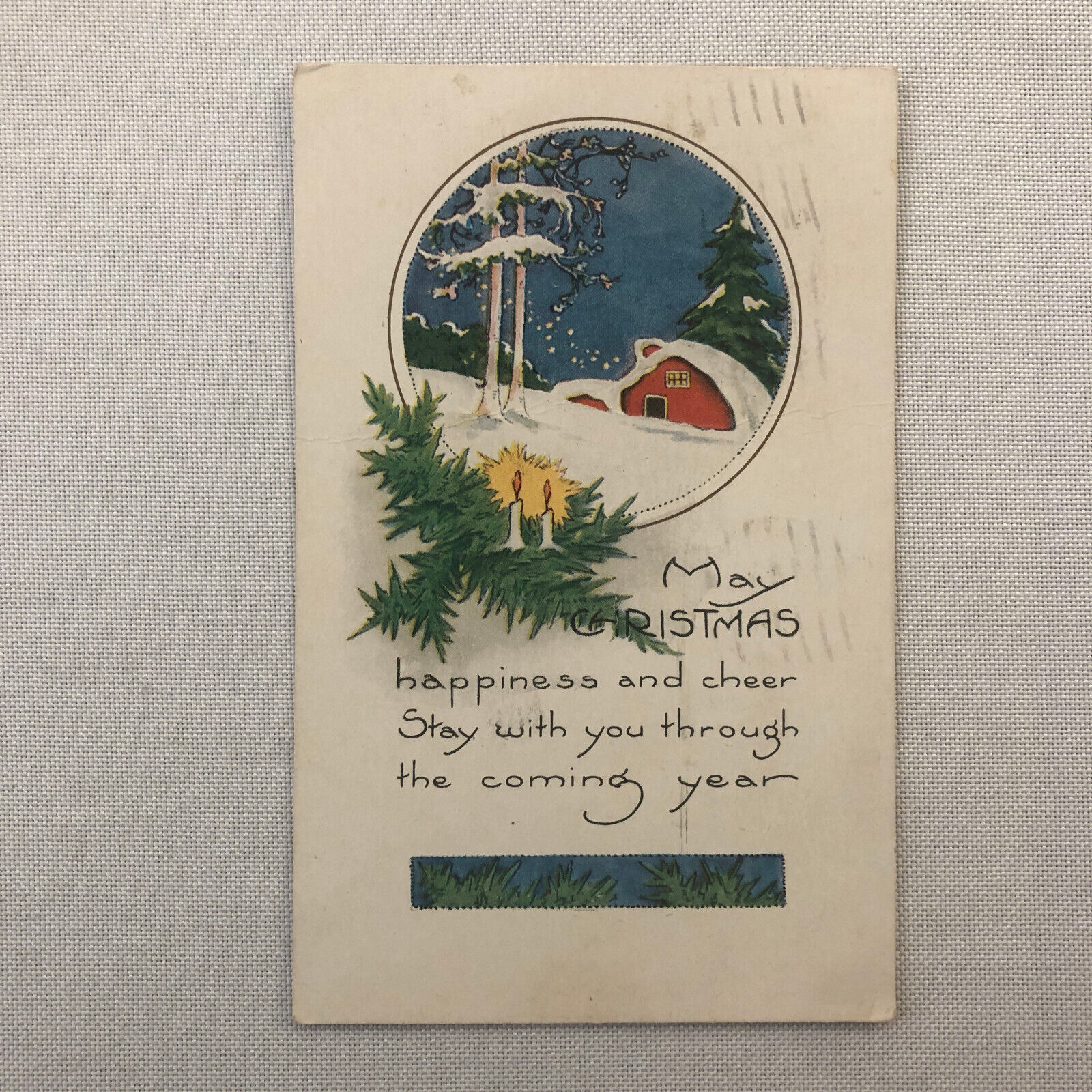 Christmas Postcard Post Card Vintage Embossed Antique Postmark 1924