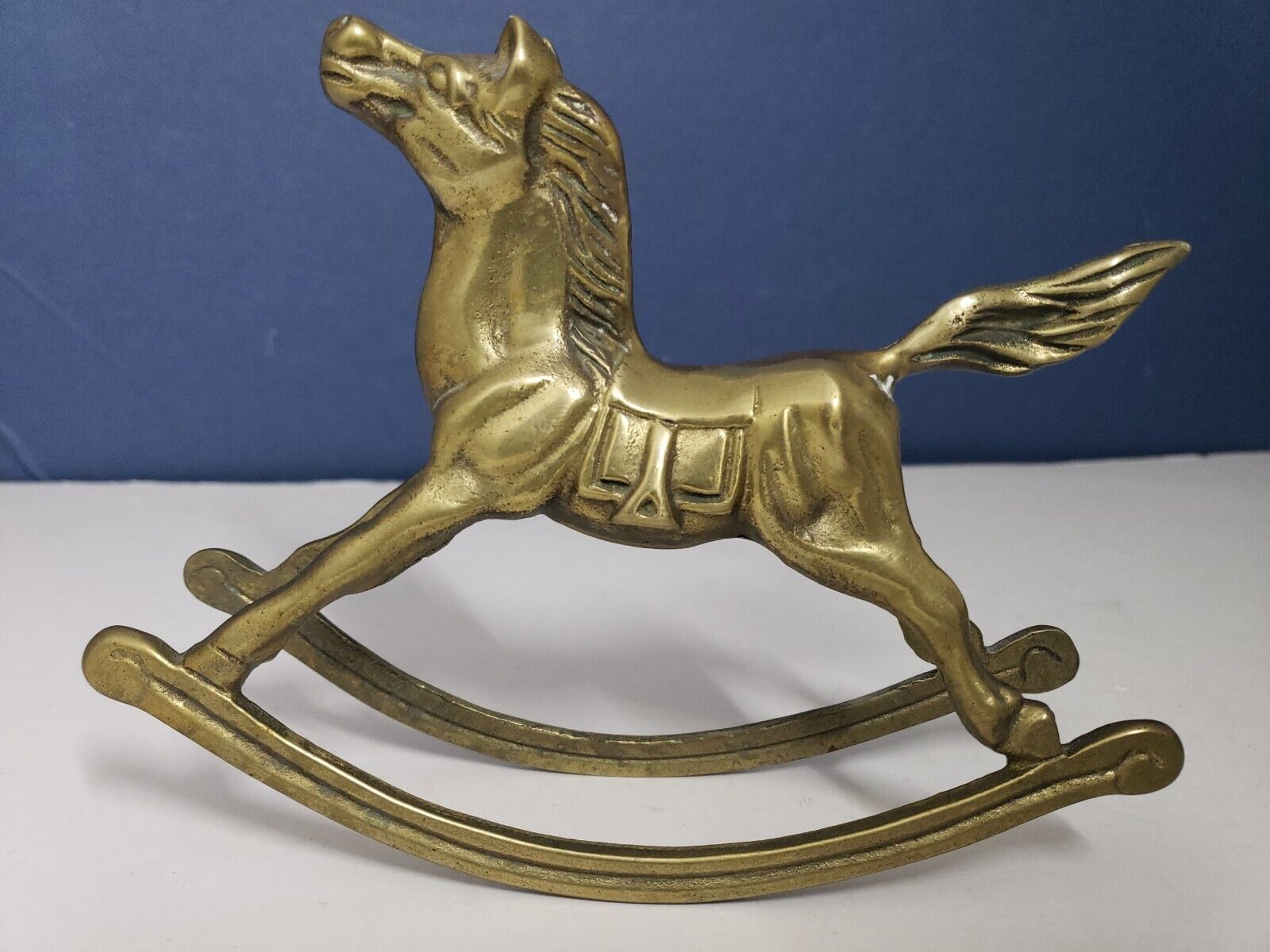 Vintage Solid Brass 7” Rocking Horse Figurine