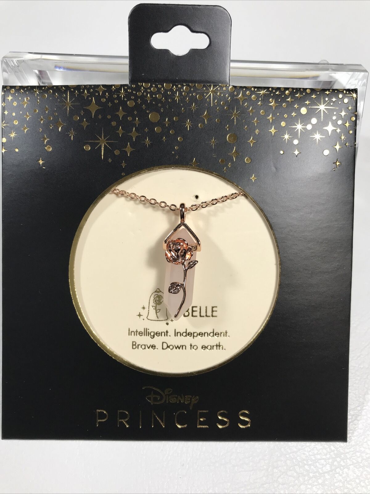B Disney Beauty & The Beast Princess Belle Dainty Rose Crystal Necklace