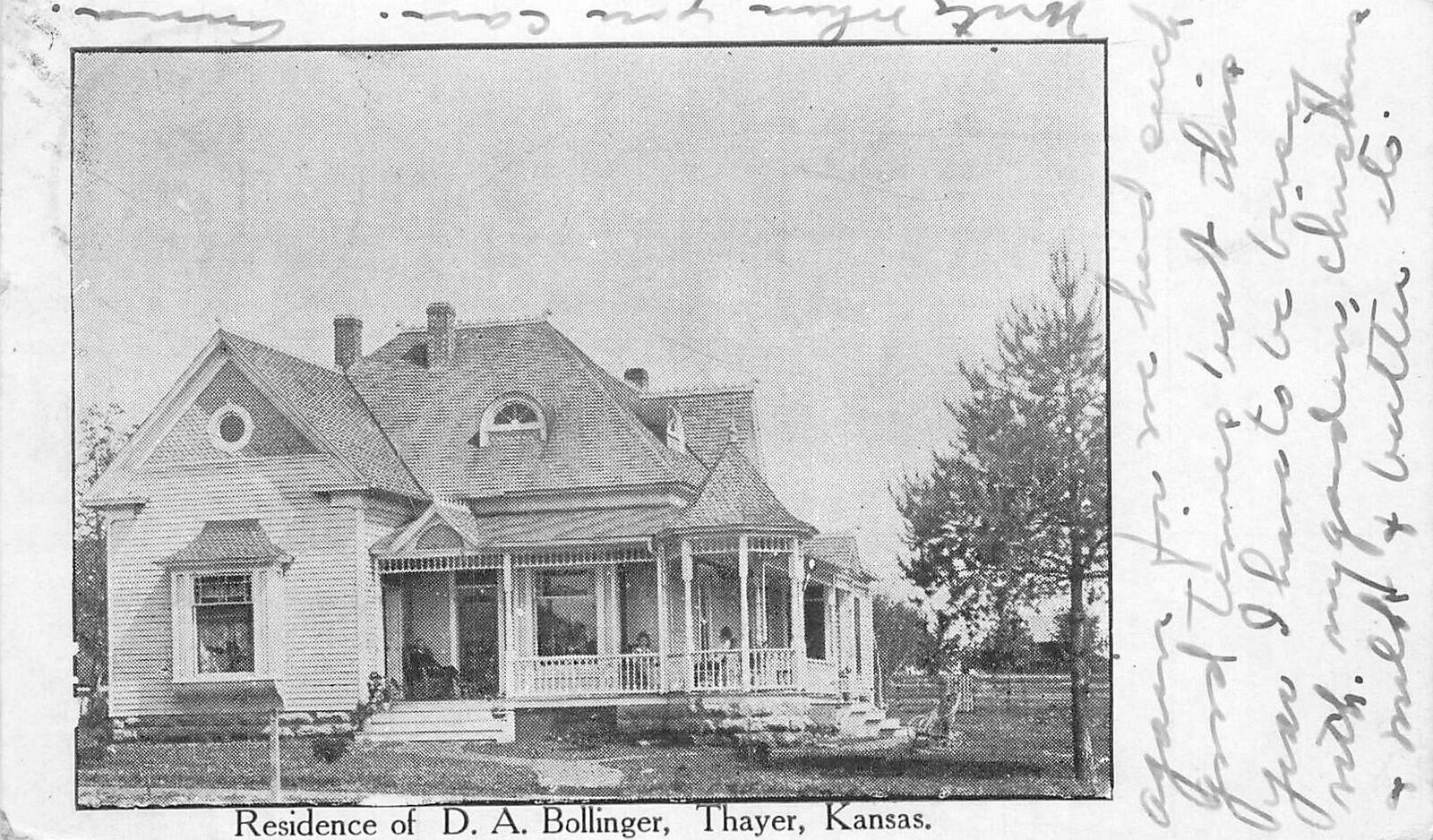 Postcard C-1910 Kansas Thayer Residence D.A. Bollinger roadside 23-11630