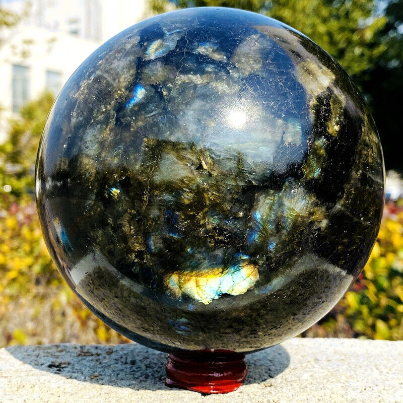 6.73LB Top natural Labrador sparkly moonstone ball quartz ball mineral specimen