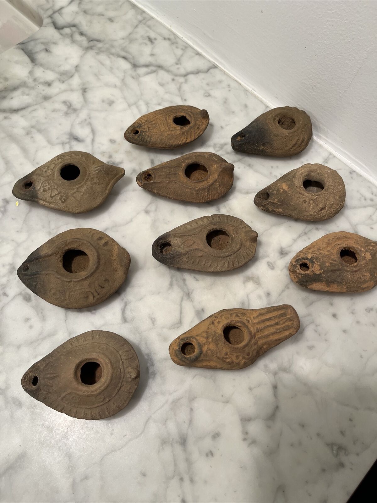 Collection Of 10 ANCIENT ROMAN / Byzantine Herodian TERRACOTTA Lucerna OIL LAMPS