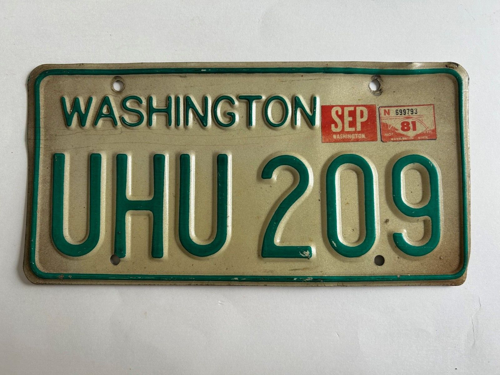 1981 Washington License Plate Natural Sticker All Original