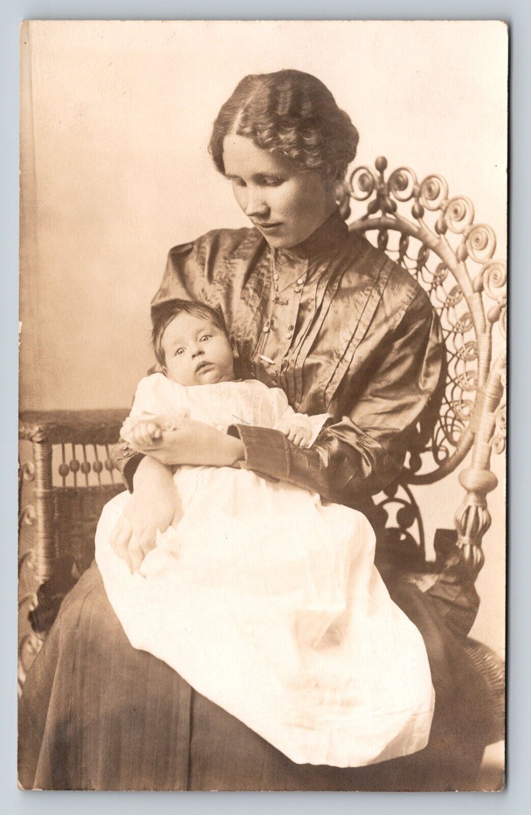 RPPC Age-old Motherly Love Portrait ANTIQUE Postcard AZO (1904-1918)