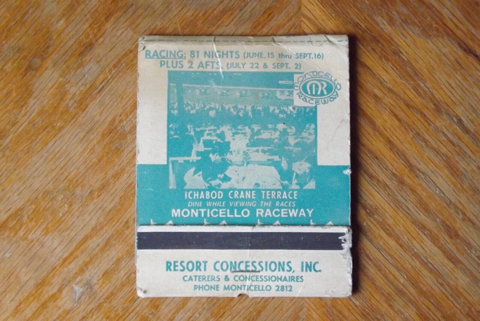 RARE Vintage MONTICELLO RACEWAY New York Oversize Large Matchbook Postcard