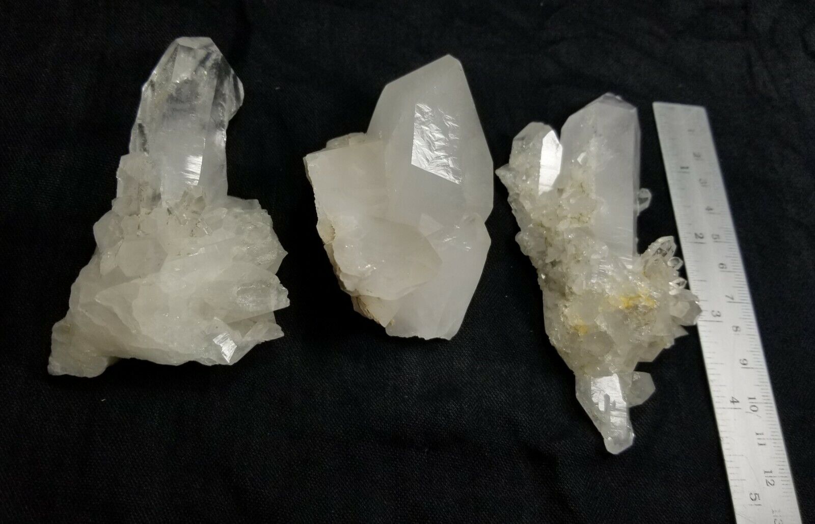 Beautifull Clear Lusterous and  Terminated Quartz crystals 393 grams and 3 PCs