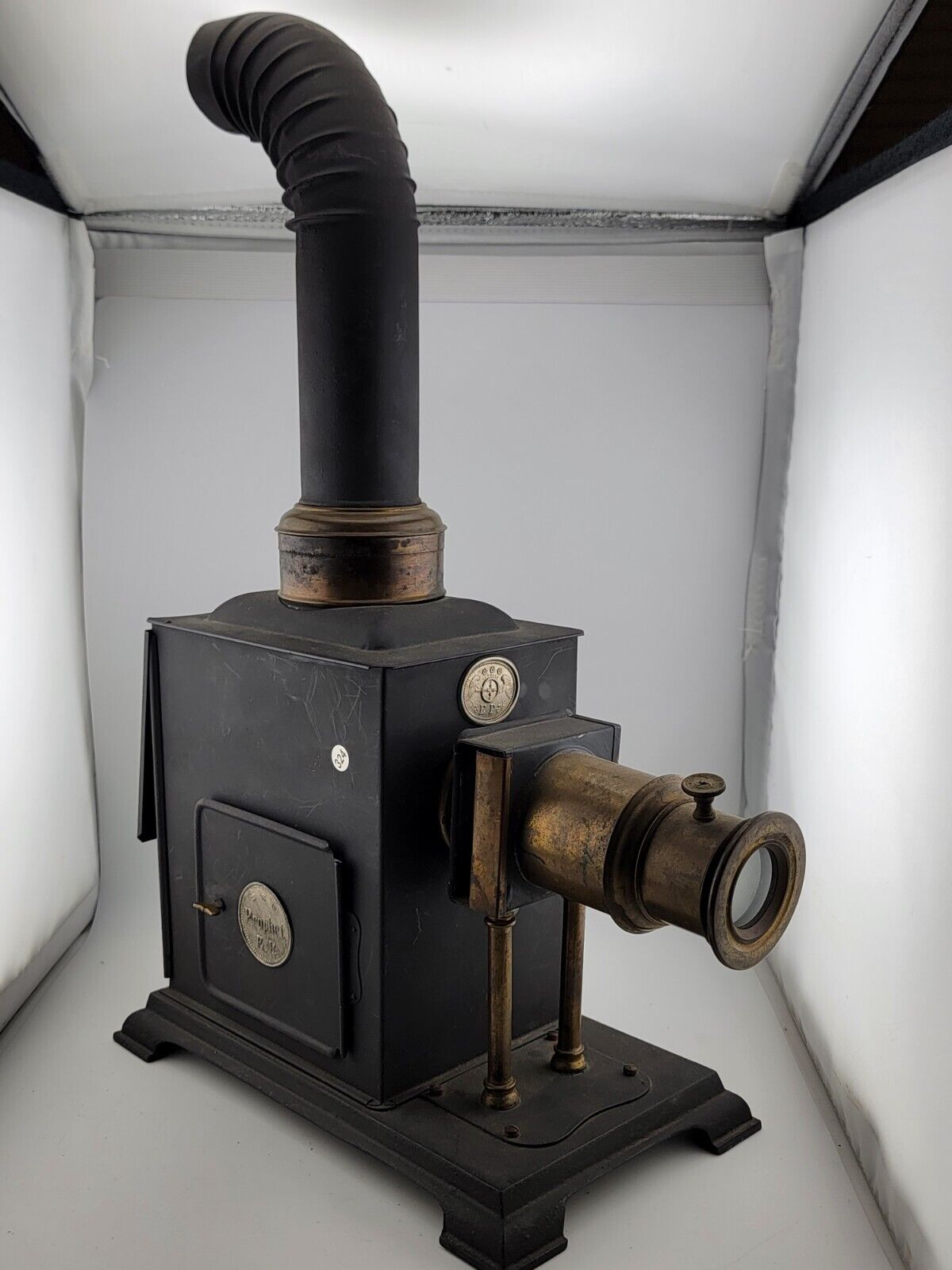 Rare Large Antique 1800's Ernst Plank Germany Tin Magic Lantern Projector Box.